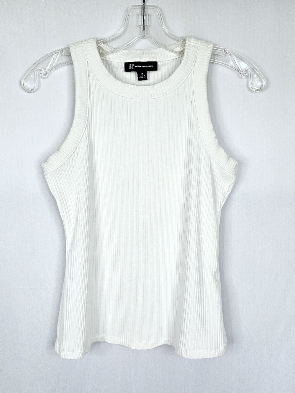 INC International Concepts | White Ribbed Stretch Tank Top | Women's XS
